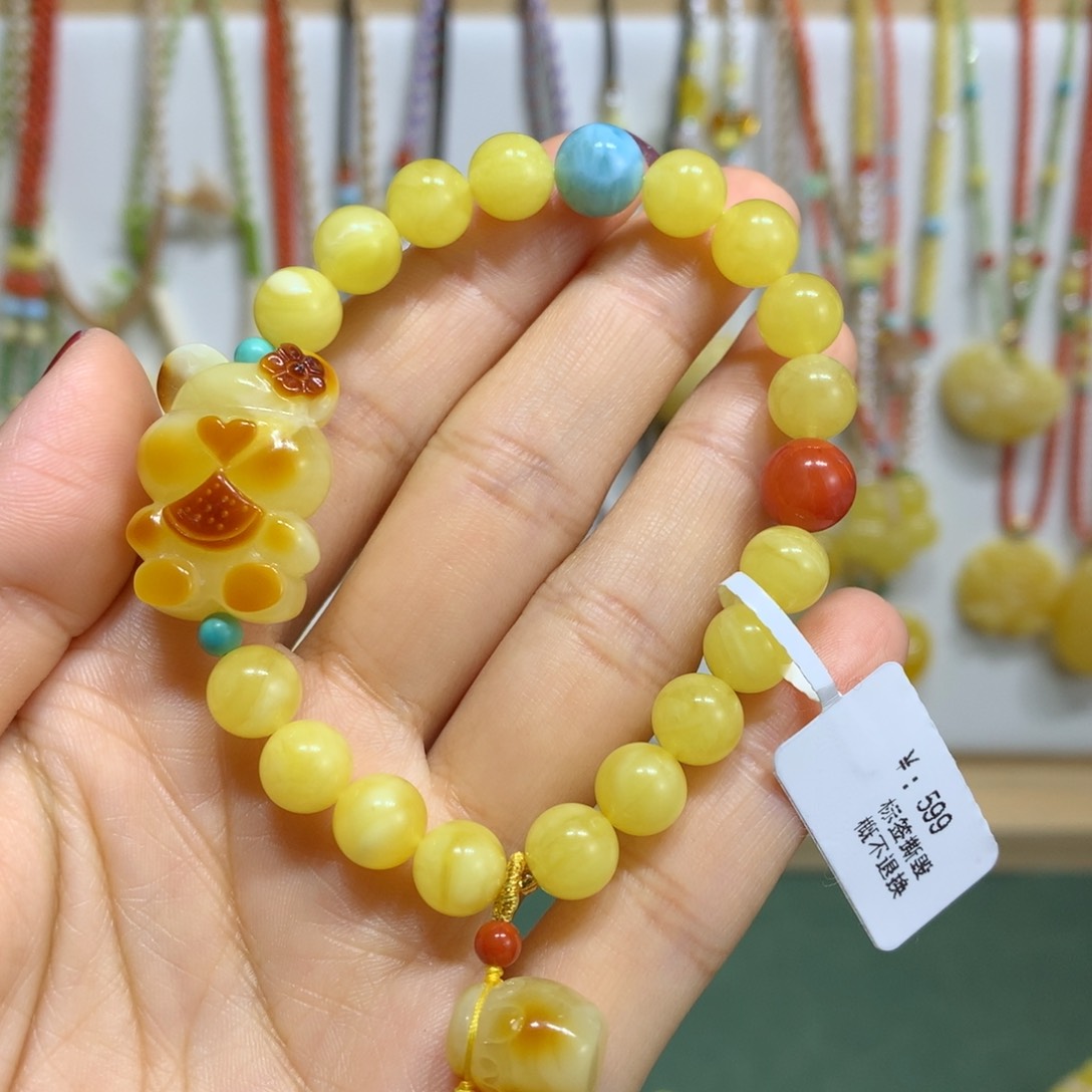 琥珀手链未镶嵌8mm尺寸
