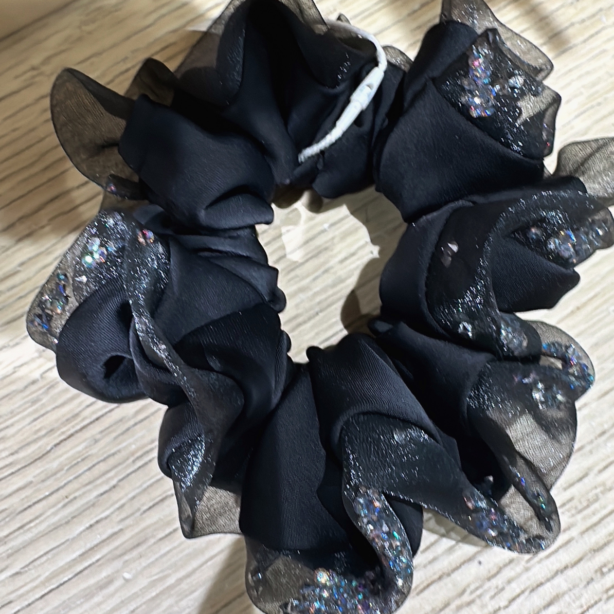 韩系慵懒风水钻纱边缎面大肠发圈高级感百搭扎头发绳头