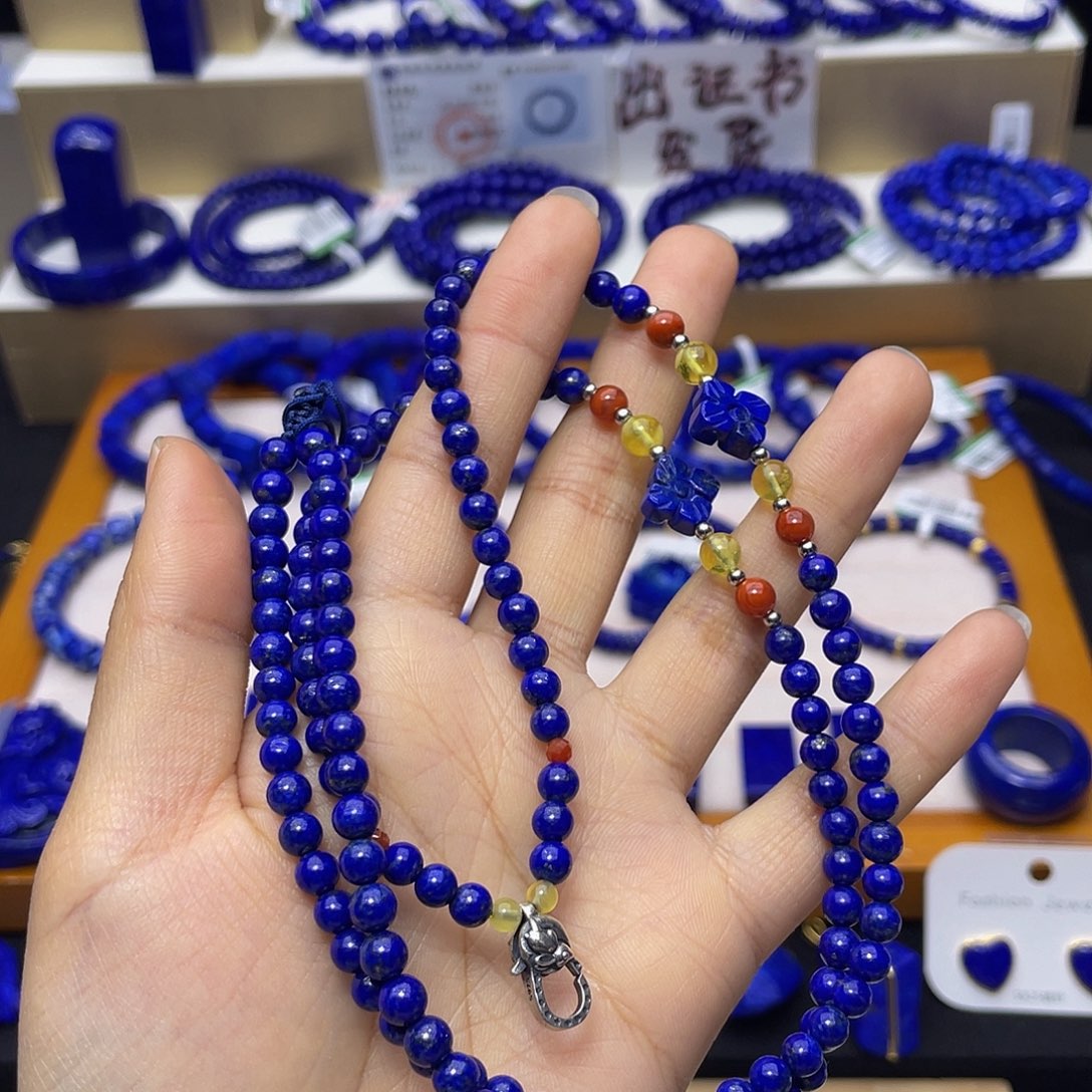 青金石吊坠链银S925镶嵌