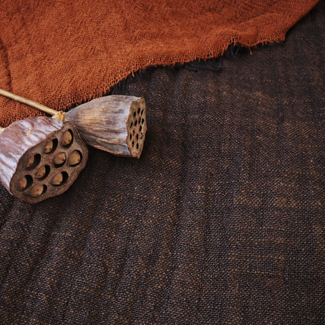 色织双层纱7支亚麻棉450克袍子面料【定制类不支持7天无理由】