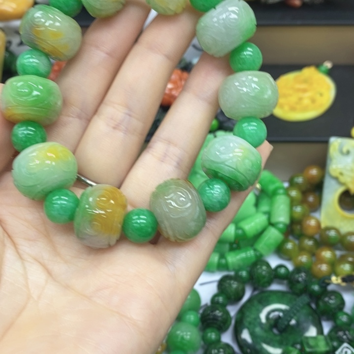 用***3翡翠未镶嵌手链手链45