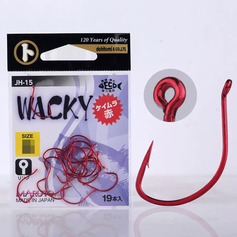 土肥富【管付WACKY】细条鱼钩路亚海钓台钓矶钓凯姆拉涂层（红色）