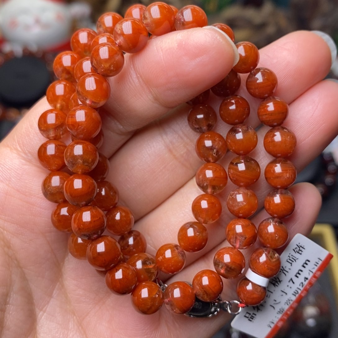 水晶A039红极光项链7m未镶嵌