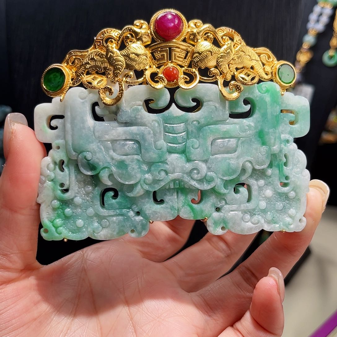 【闪购商品】翡翠吊坠(赠链)银S925镀金镶嵌福利