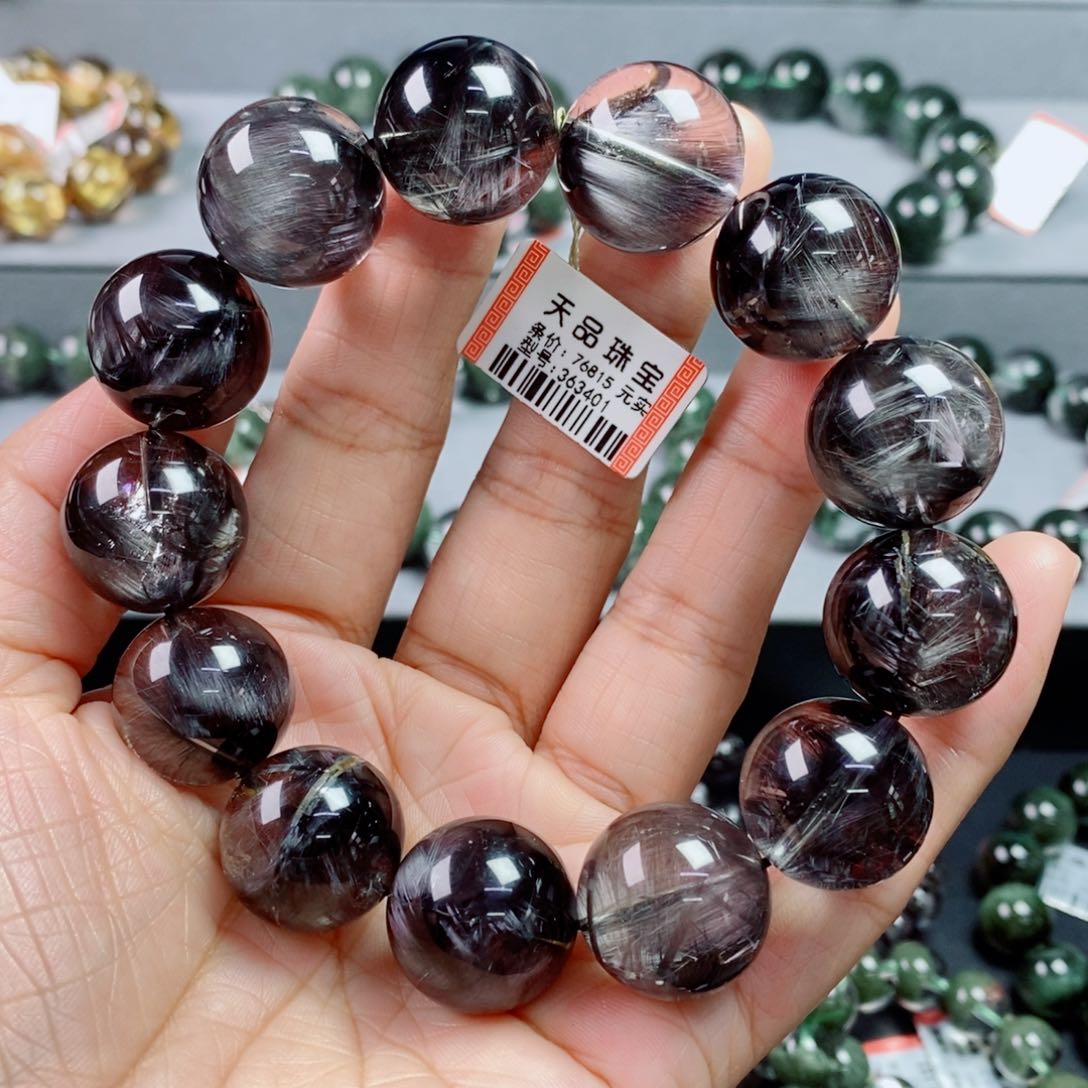 手链未镶嵌水晶黑银钛手链363401