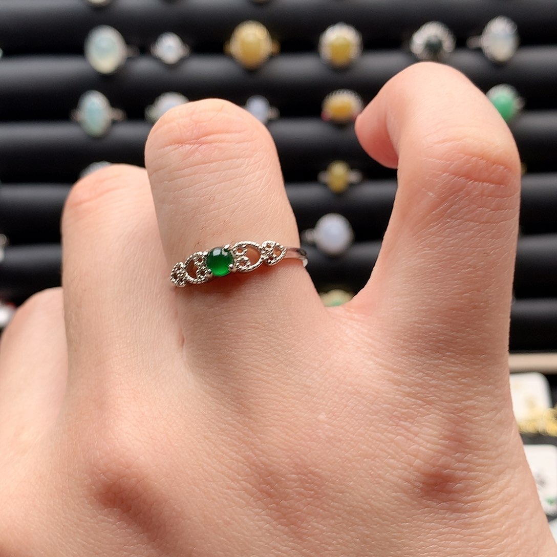 翡翠戒指银S925镶嵌0151