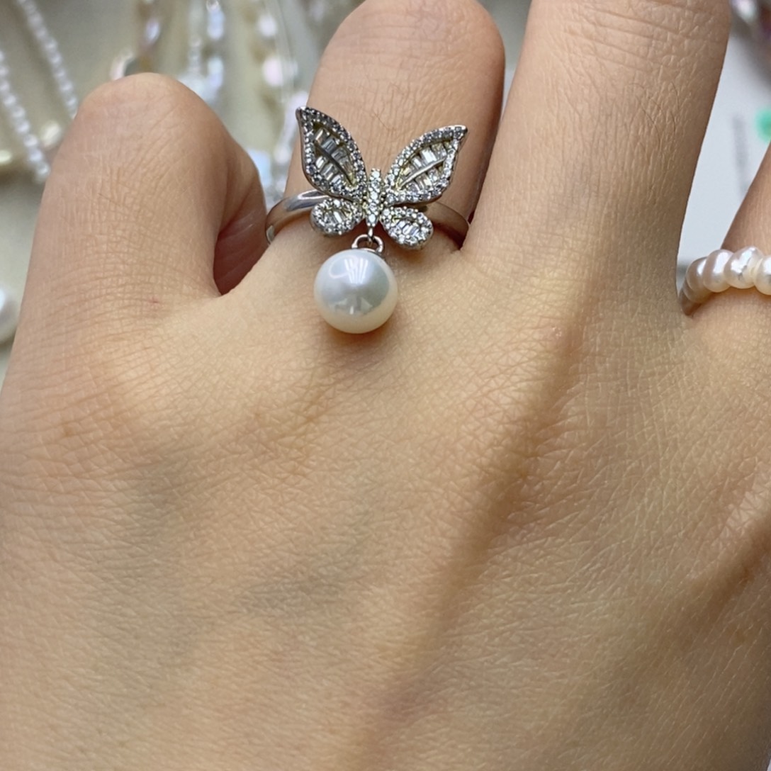 淡水珍珠戒指银S925镶嵌