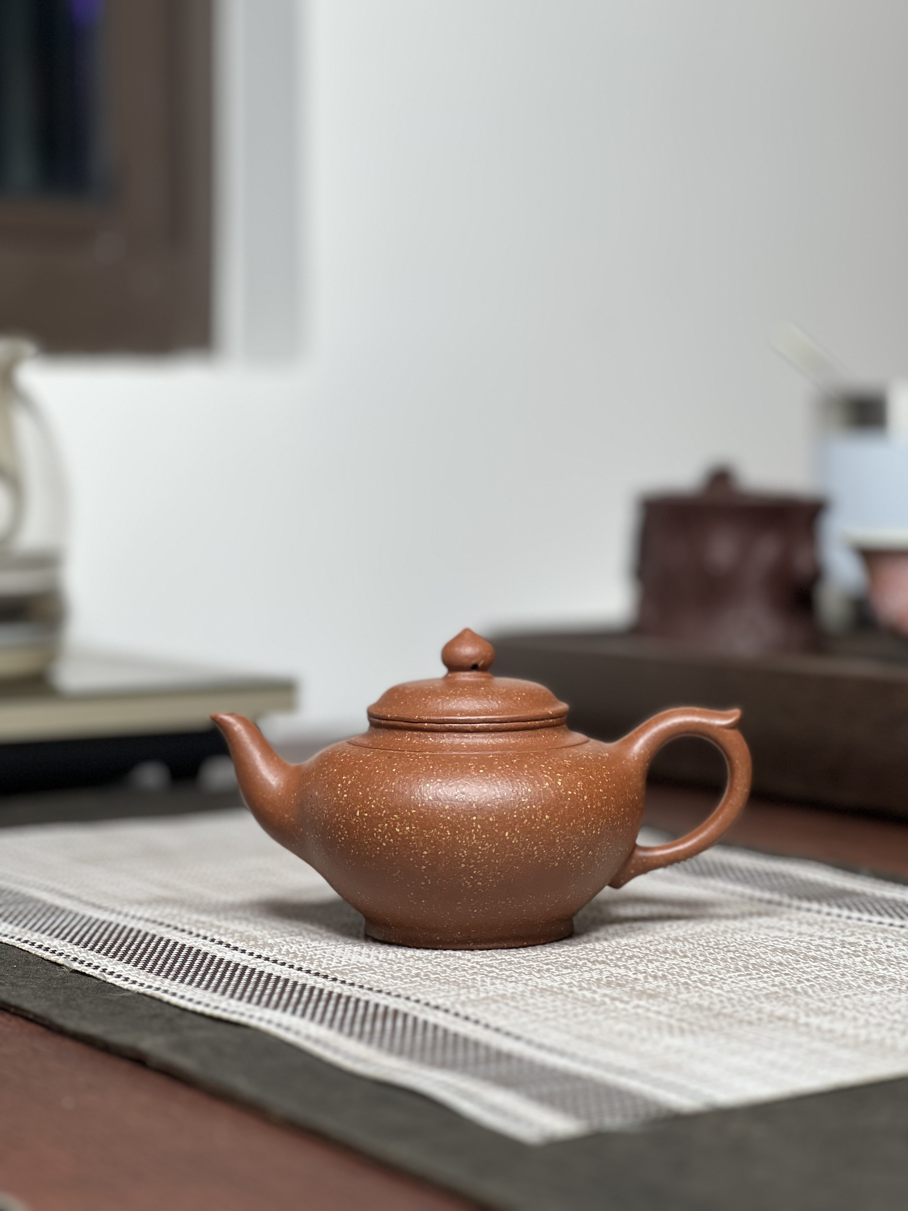 原矿16目粗砂红降坡泥笑樱壶250毫升半手工宜兴茶具套装紫砂壶158