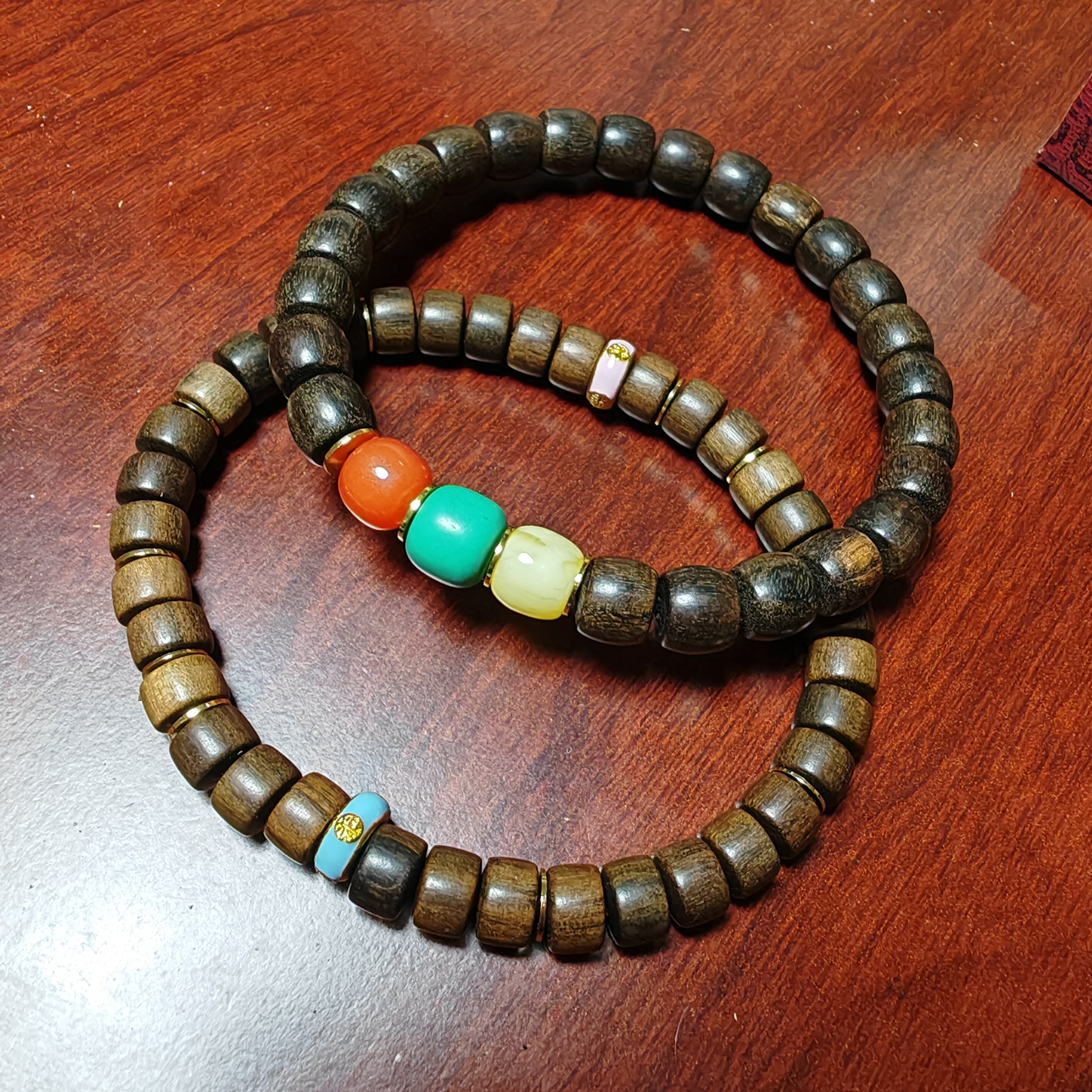 增香沉香木手串直切药片芽庄文玩串珠男女木质