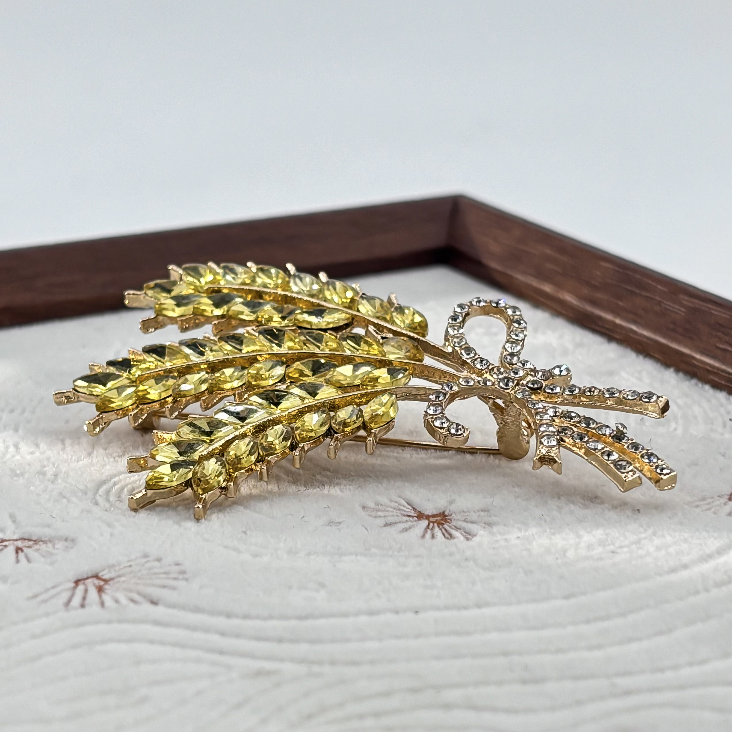 合金合成锆石胸针 3007金色麦穗胸针