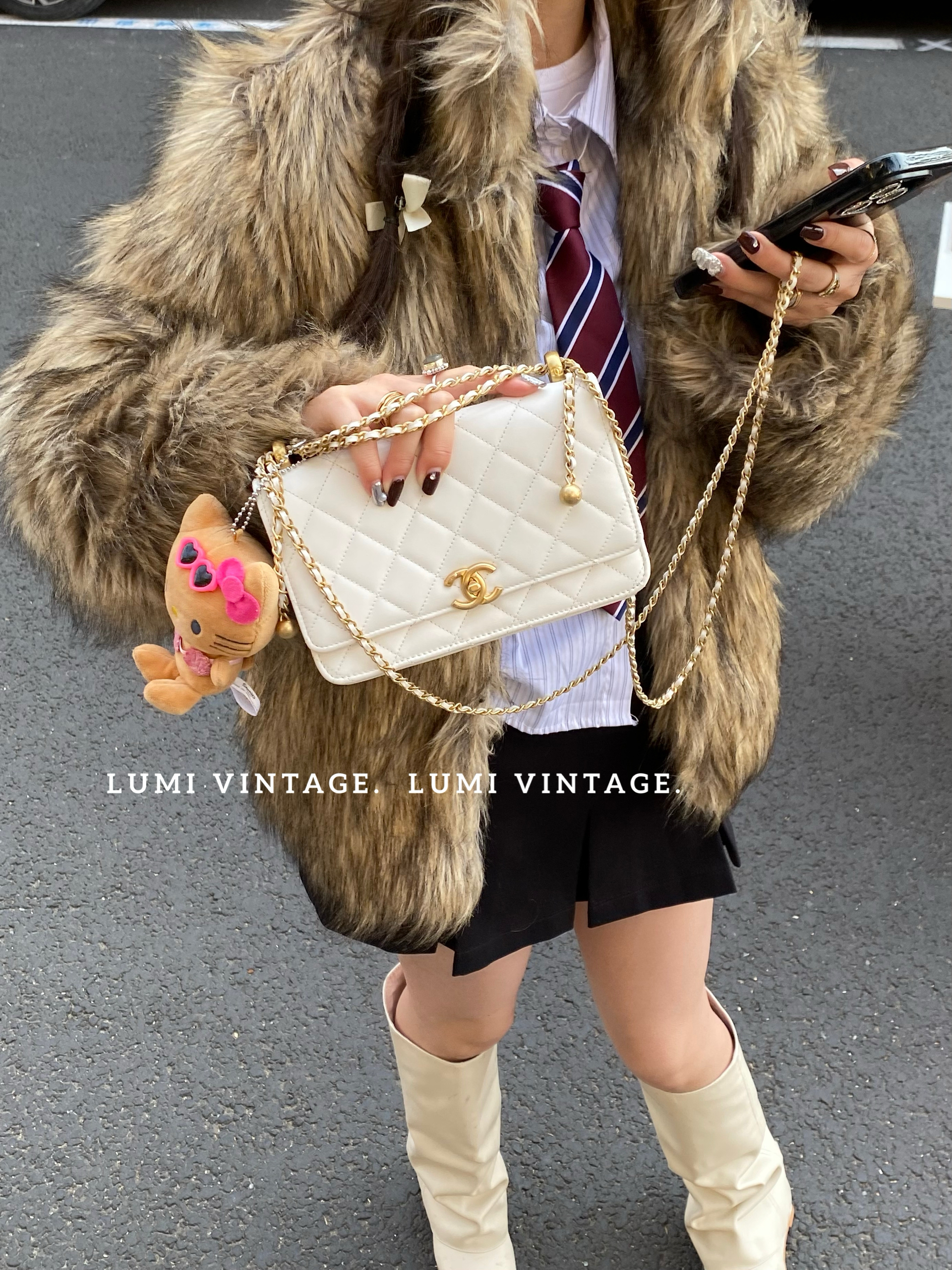 95新 Chanel/香奈儿 24c woc白金双金珠斜挎包 94000192