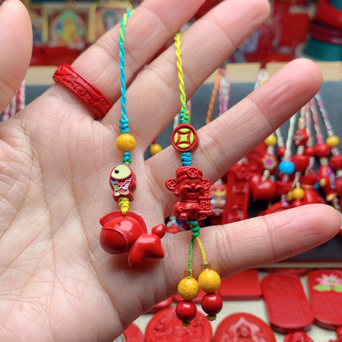 天然辰砂工艺品朱砂手机坠