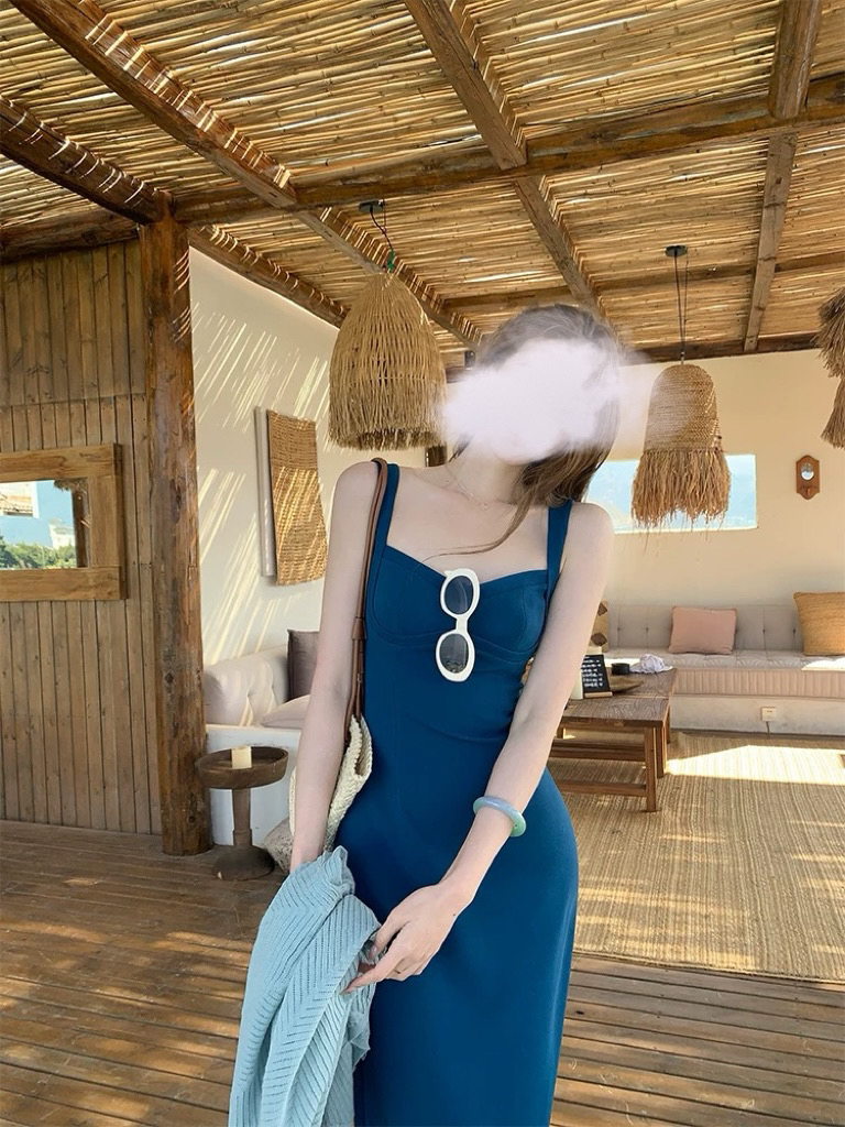 【半熟甜心】1489新中式国风法式气质吊带连衣裙女春复古长裙