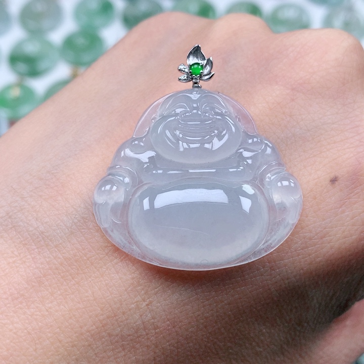 翡翠吊坠(不含链)18K金镶嵌
