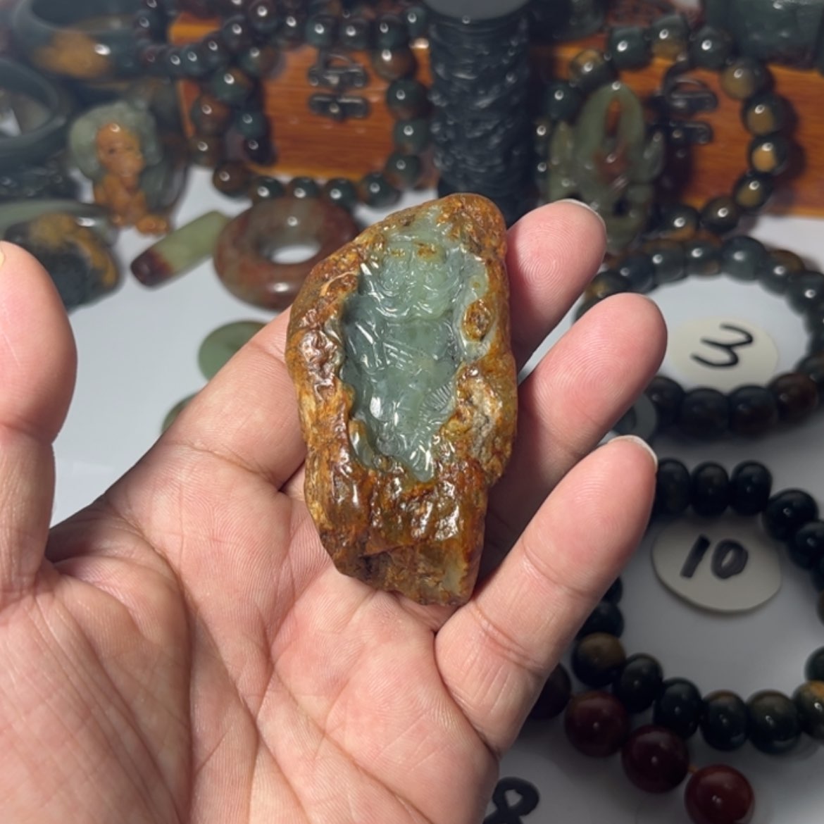 【闪购商品】未镶嵌透闪石质玉把件十****心