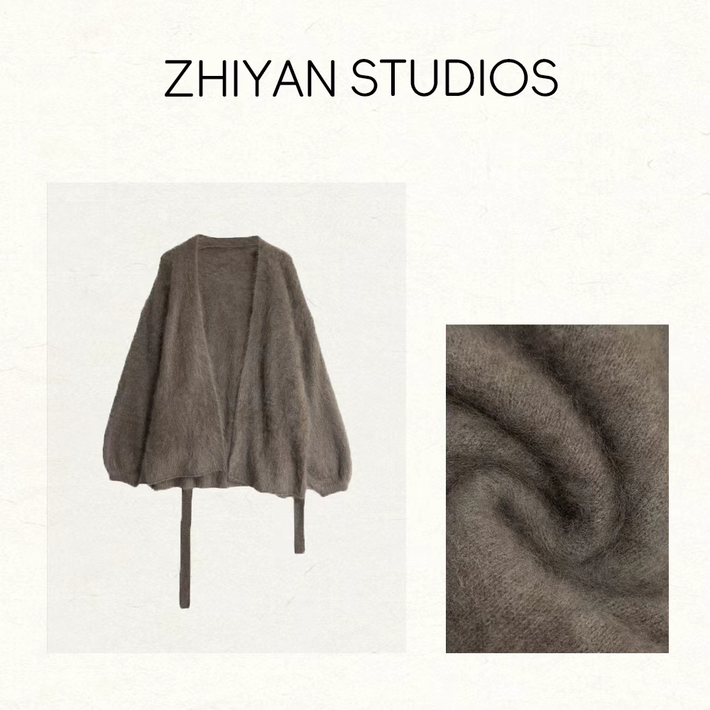 【秋日絮语】秋冬氛围感腰带设计开襟毛感外套  6228