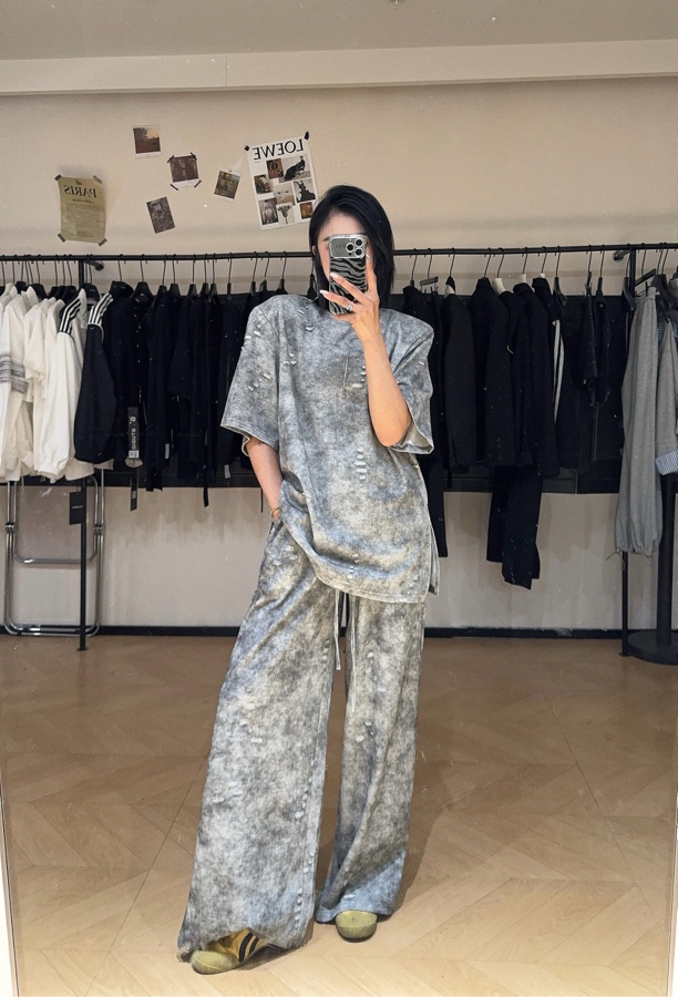 短袖扎染百搭时尚套装