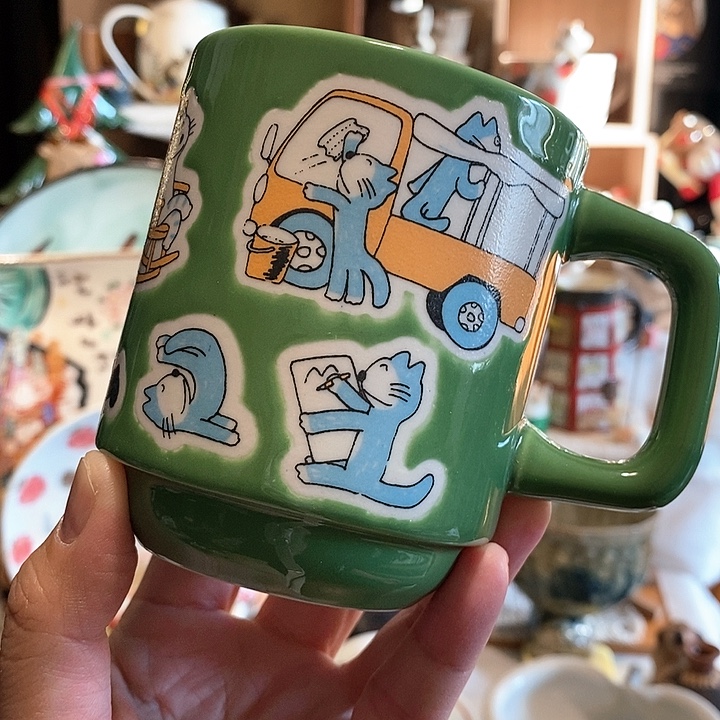 十一只猫马克杯交址釉