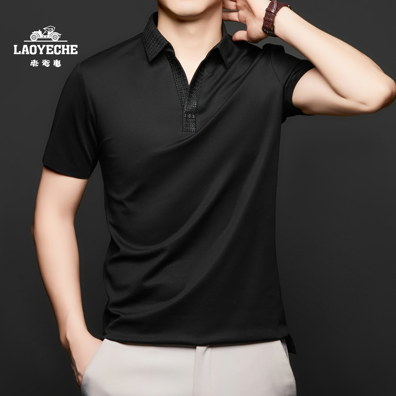 【纯色翻领】老爷车春夏新款爆款男士翻领套头上衣中青年短袖T恤