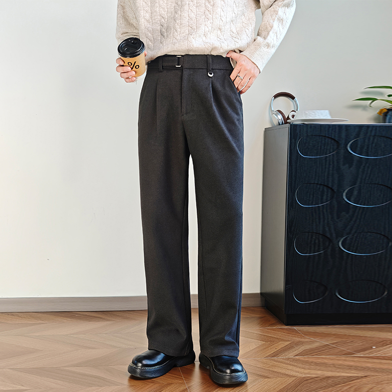 男士裤子最新款2025爆款休闲裤秋冬垂感高腰毛呢裤宽松百搭西裤潮