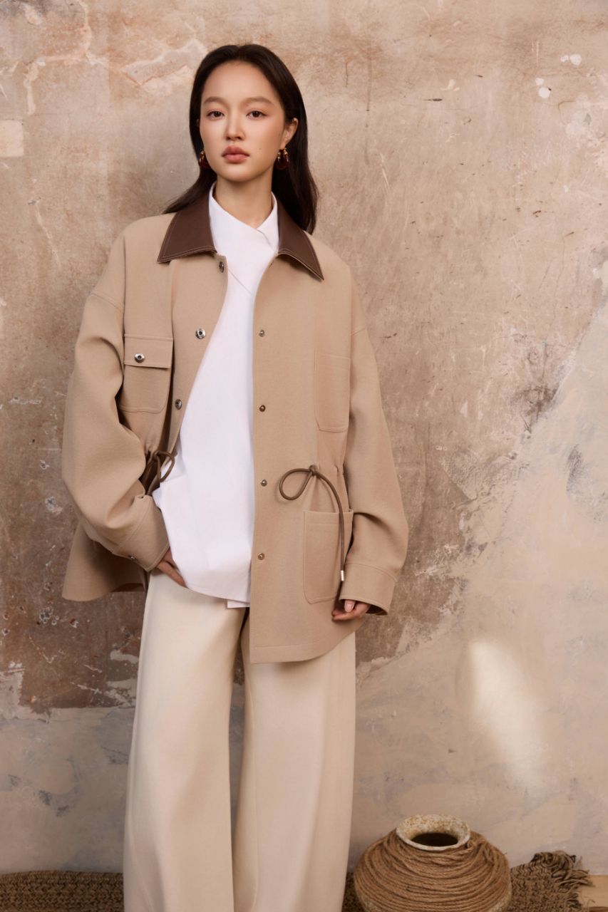 2025唯厚秋季新款090087宽松型翻领厚款短外套女士多巴胺穿搭