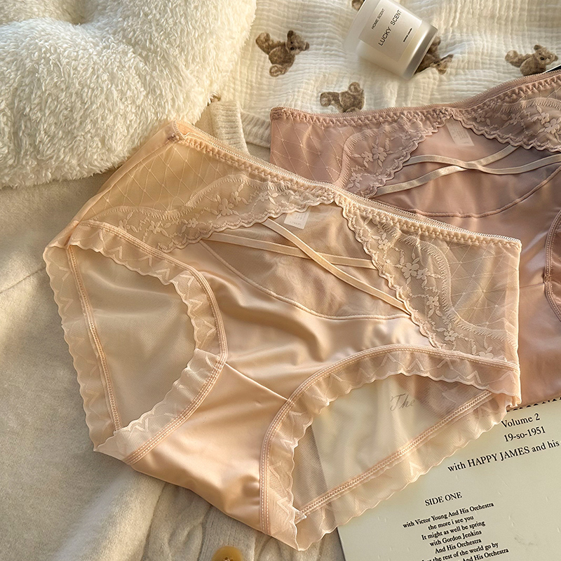 甜美可爱女士内裤性感纯欲风舒适透气裸感包臀胖妹妹中腰三角内裤