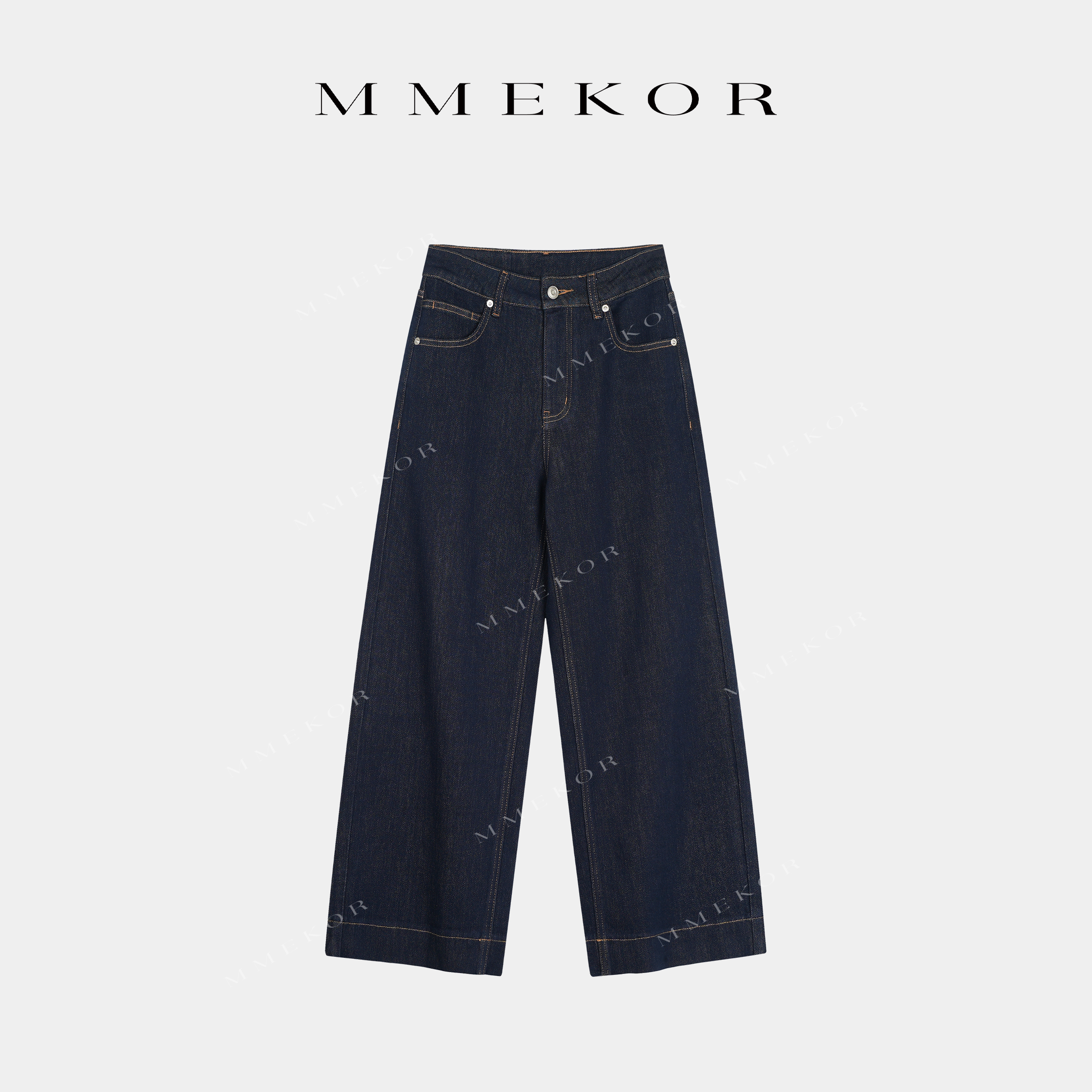MMEKOR"深海丹宁"牛仔裤 智性通勤纯色中腰微弹直筒裤 50653