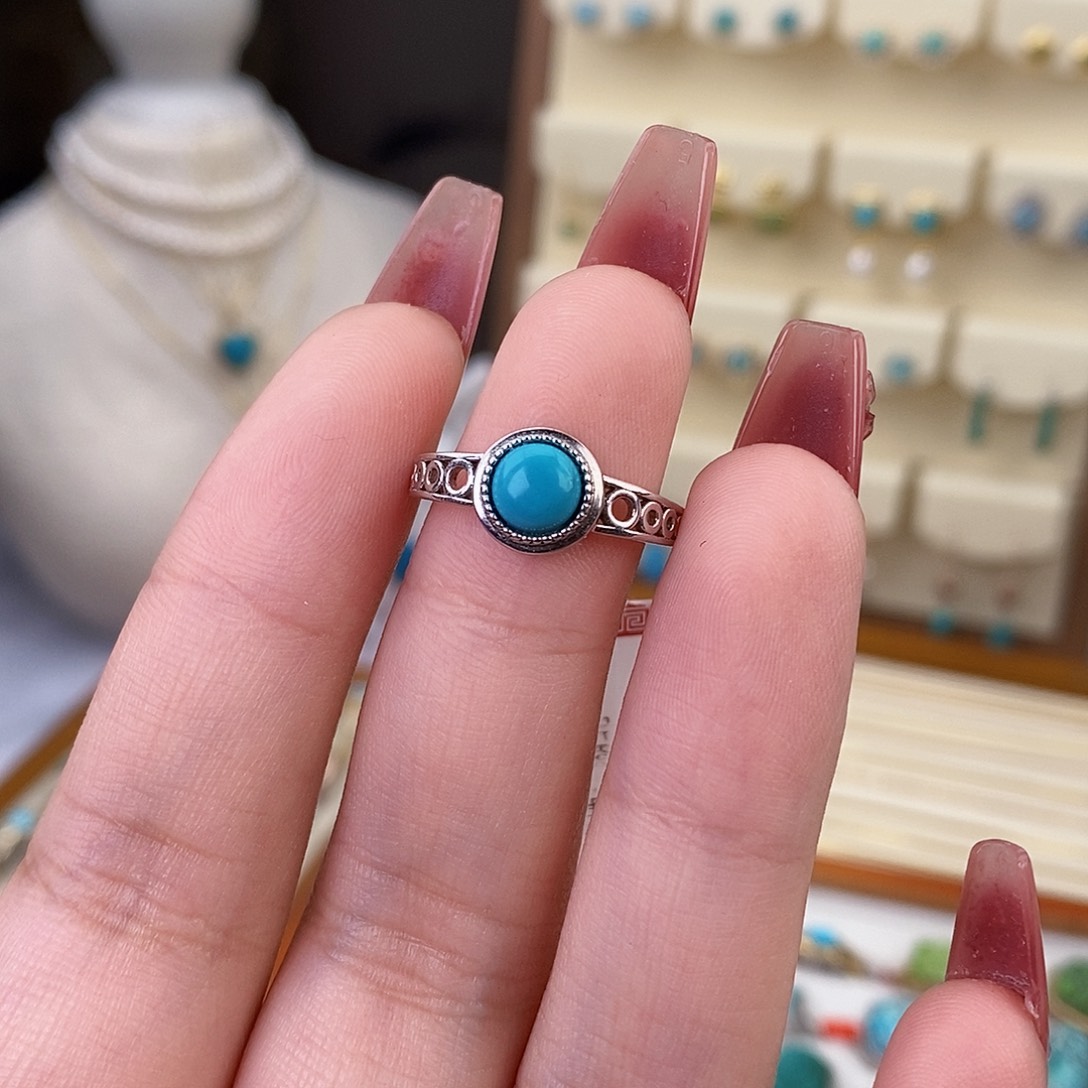 绿松石戒指银S925镶嵌