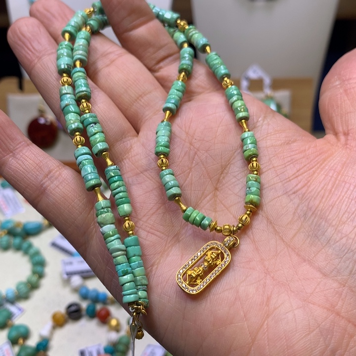 绿松石18K金镶嵌项链