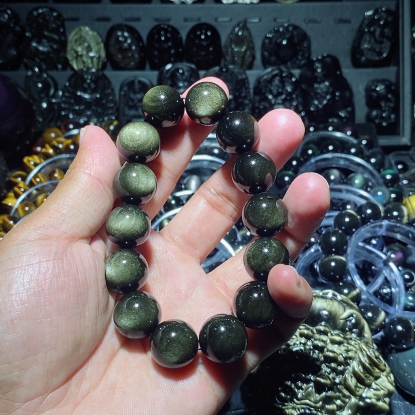 【闪购商品】黑曜岩手链未镶嵌落**风