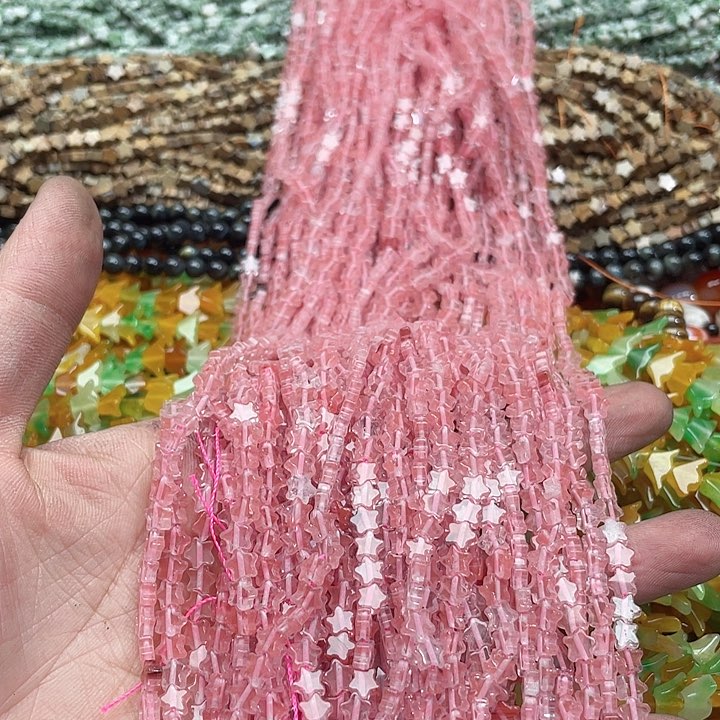 玛瑙/玉髓珠宝半成品未镶嵌一条6mm西瓜晶星星