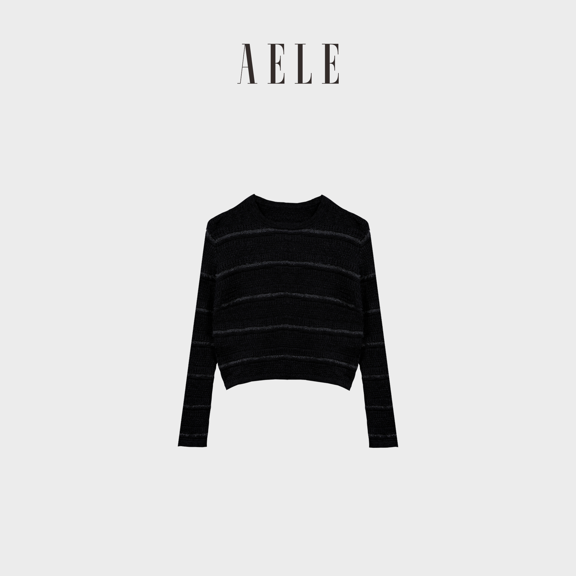 AELEX8F5 1625 时尚波浪纹黑色针织衫