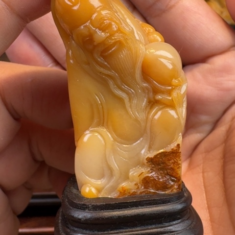 寿山石印石田黄寿星摆件