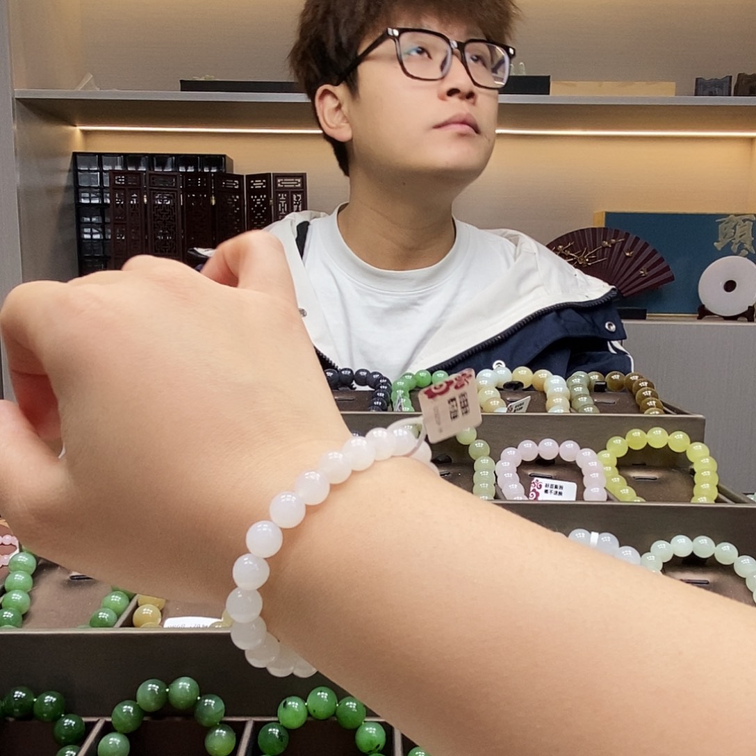 和田玉未镶嵌手串8白玉