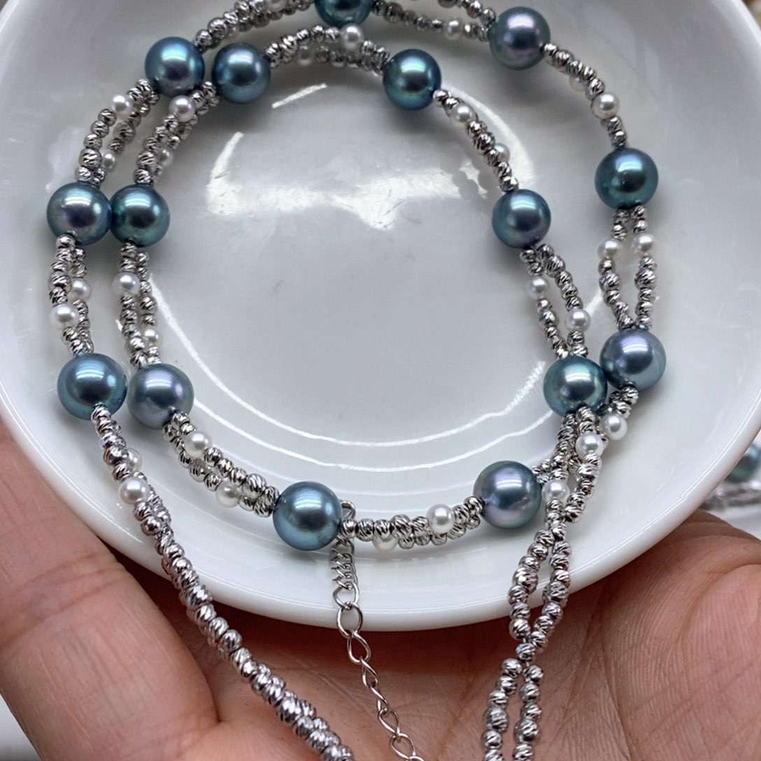 海水珍珠银S925镶嵌项链