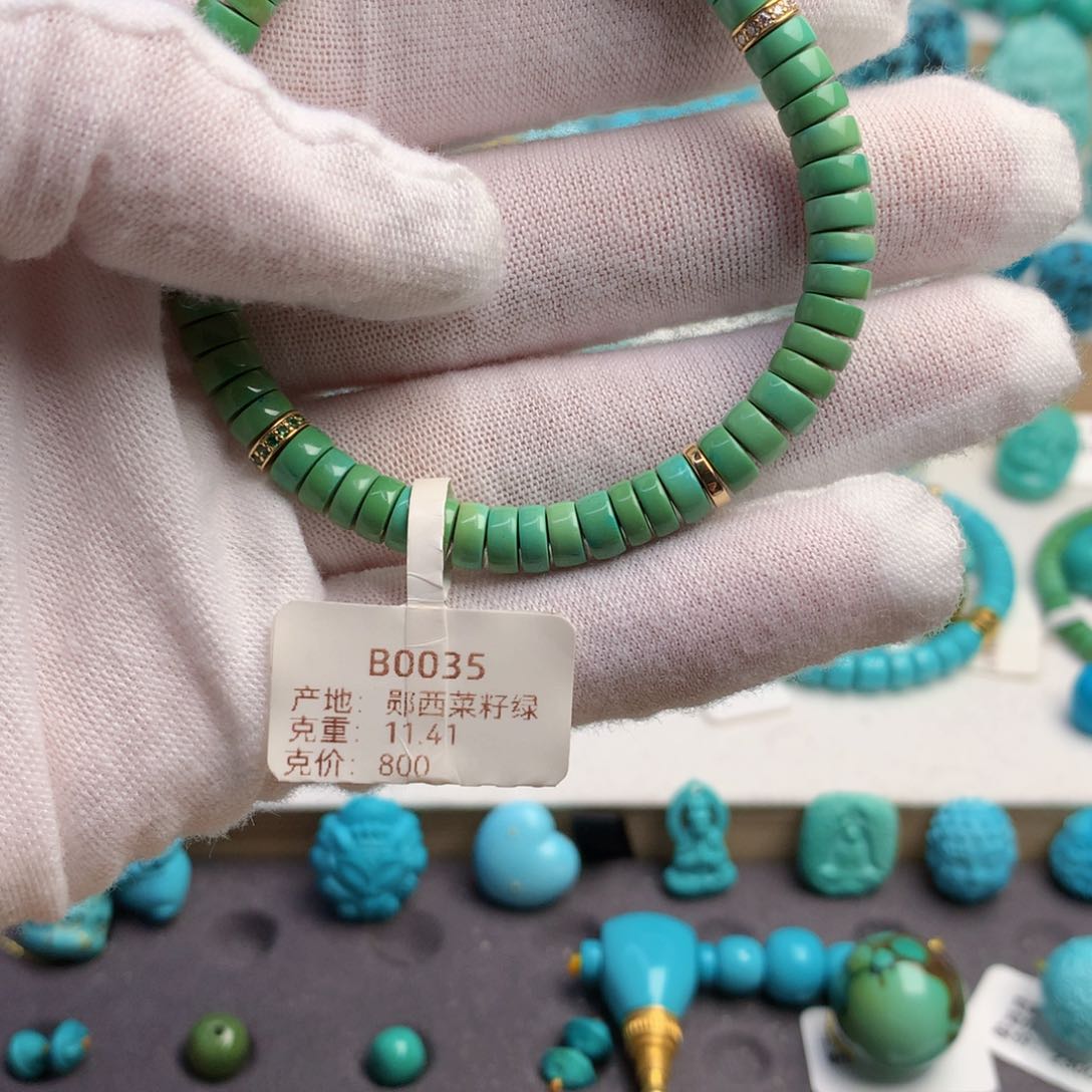 18K金镶嵌绿松石珠宝奇石꧁****