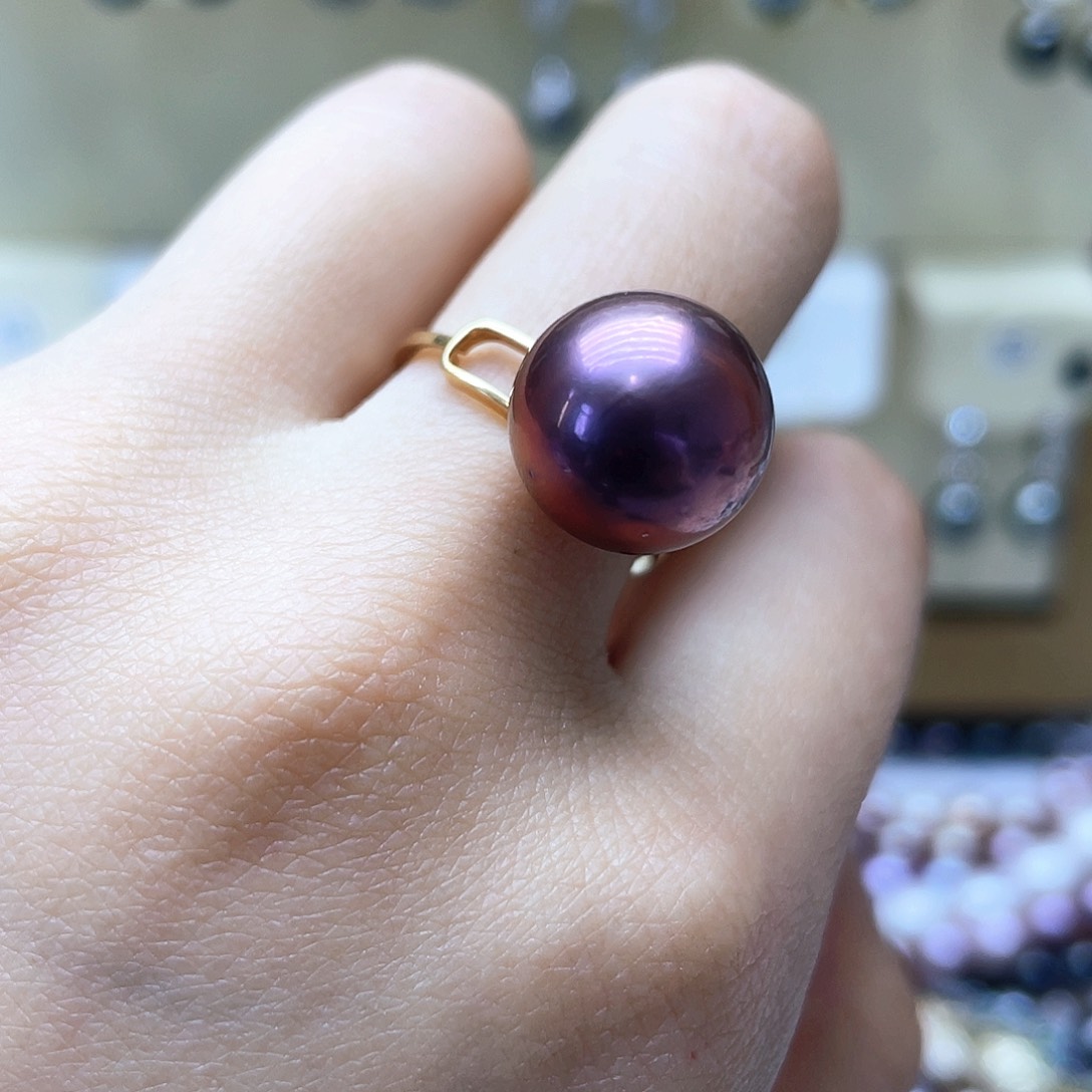 淡水珍珠戒指18K金镶嵌