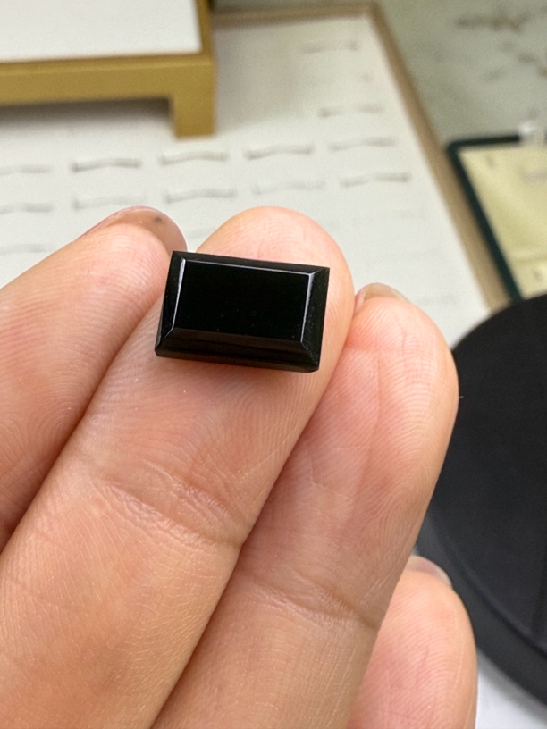 缅甸翡翠墨翠方形戒面裸石