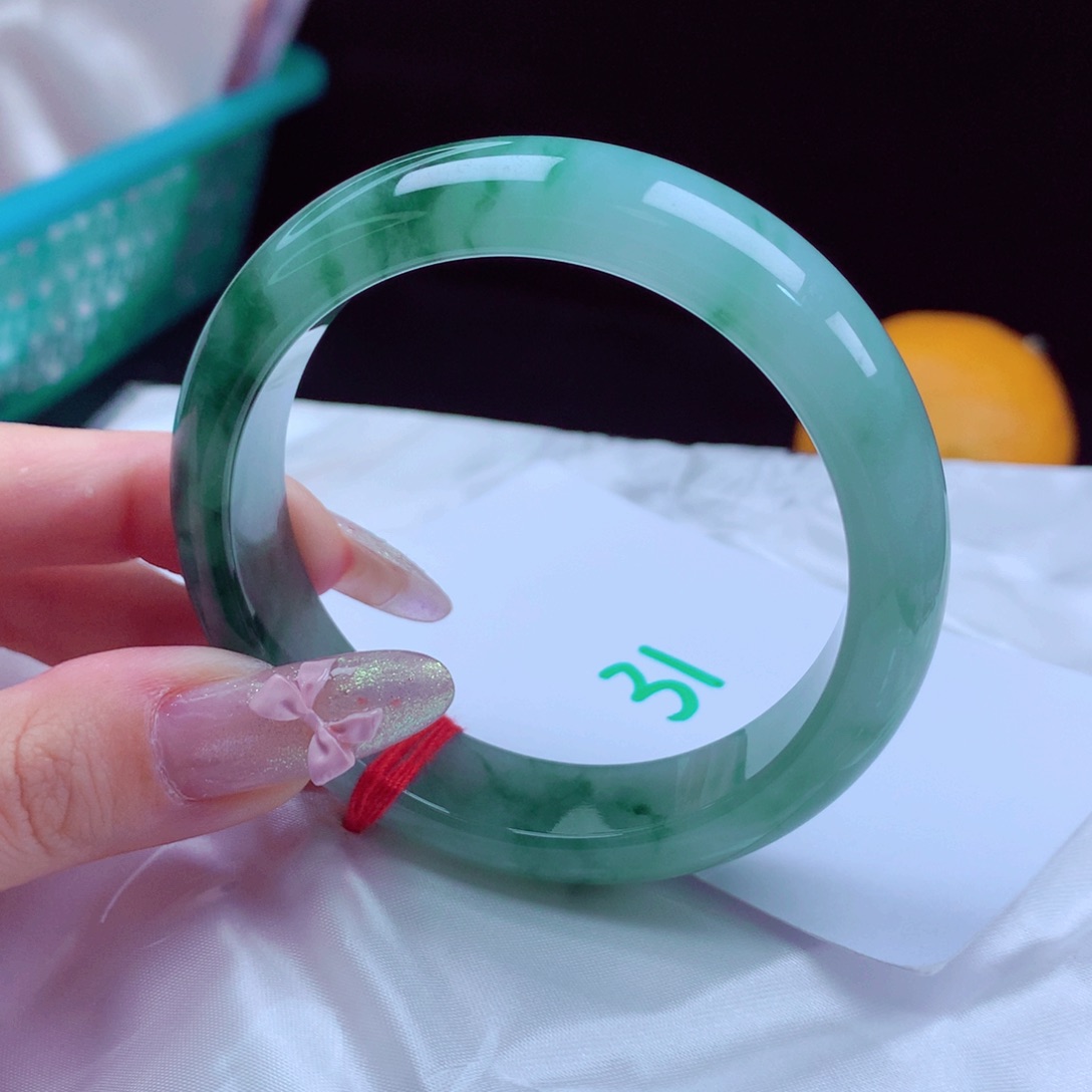 未镶嵌手镯翡翠天然缅甸翡翠A货手镯 宽版31号