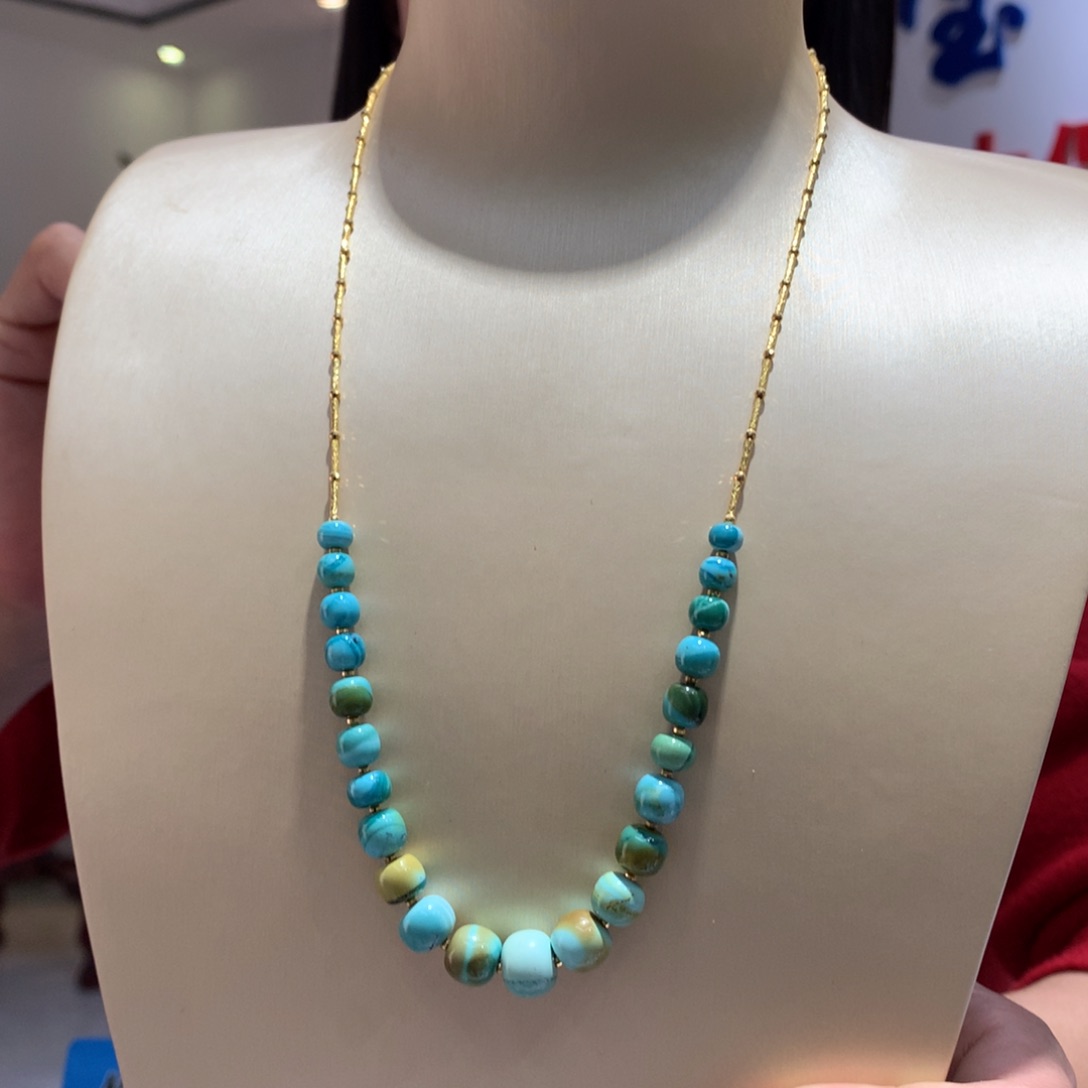 绿松石水波纹锁骨塔链未镶嵌