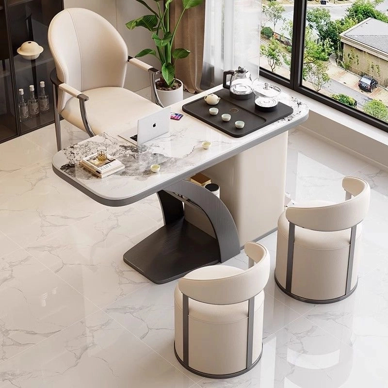 阳台茶桌小户型家用小茶台新款轻奢岩板茶桌椅组合喝茶一整套桌子