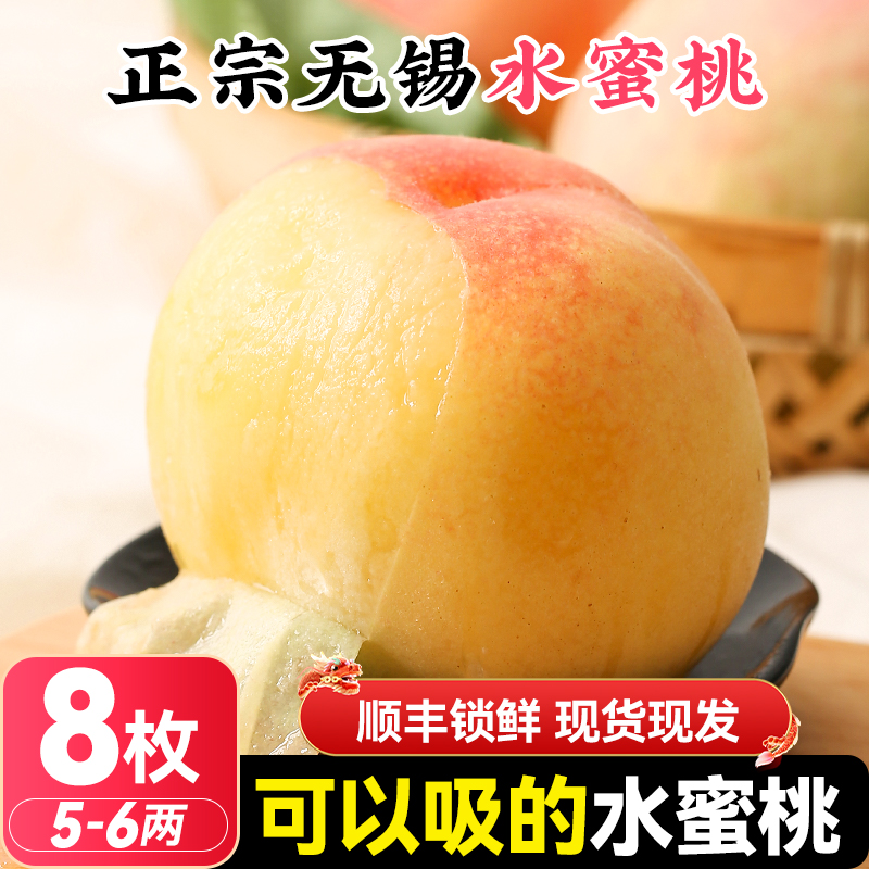 【顺丰送上门】5-6两 8枚 正宗无锡水蜜桃新鲜水果应当季桃子礼盒装整箱包邮江苏省