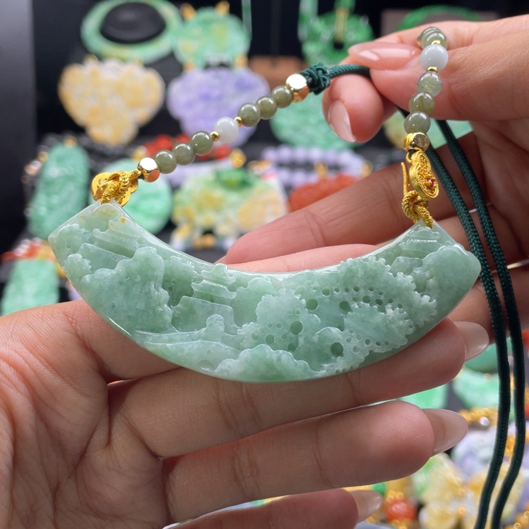 翡翠未镶嵌颈饰代编织