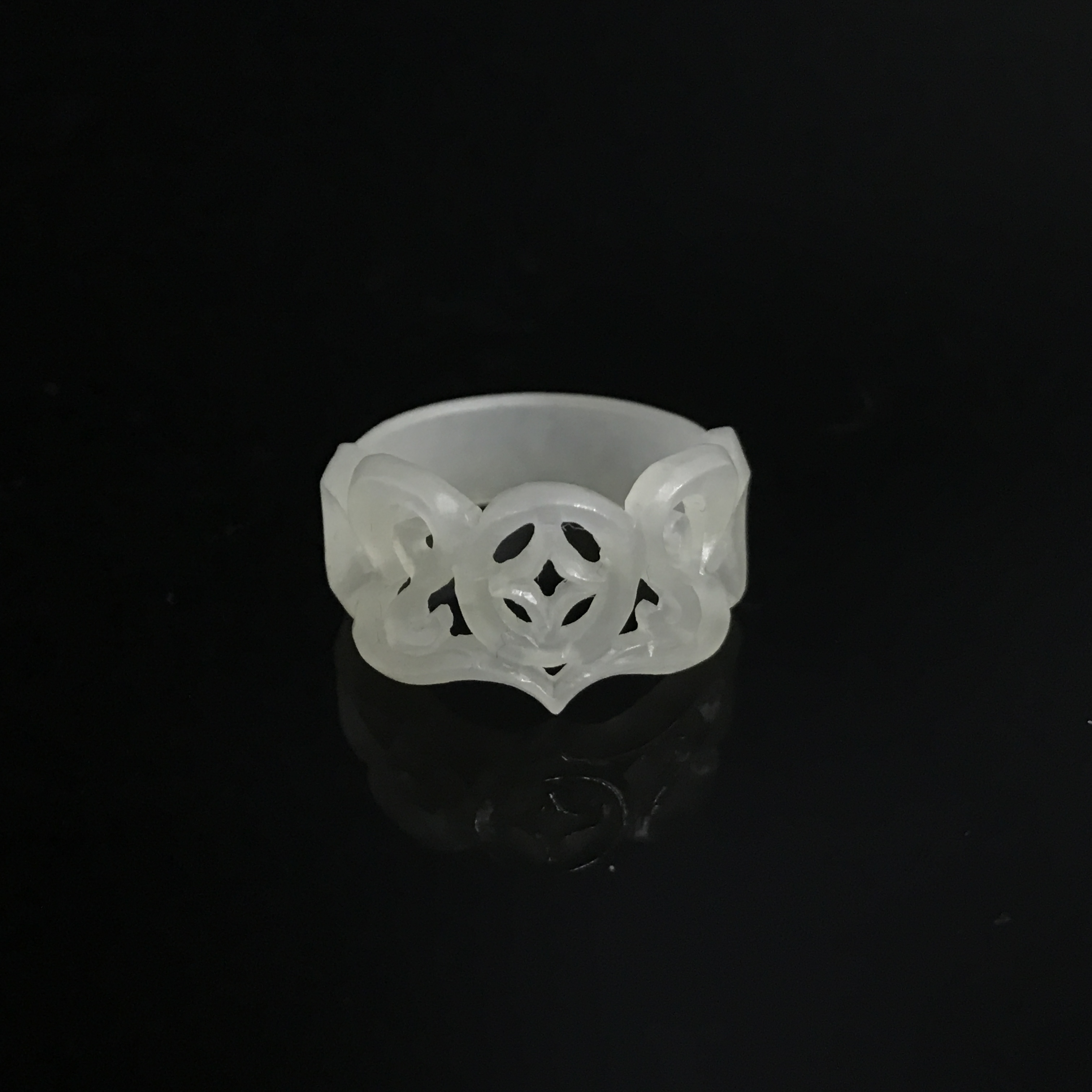 清代和田玉花卉钱形指环/560389/收藏/传承/【友谊文物商店】