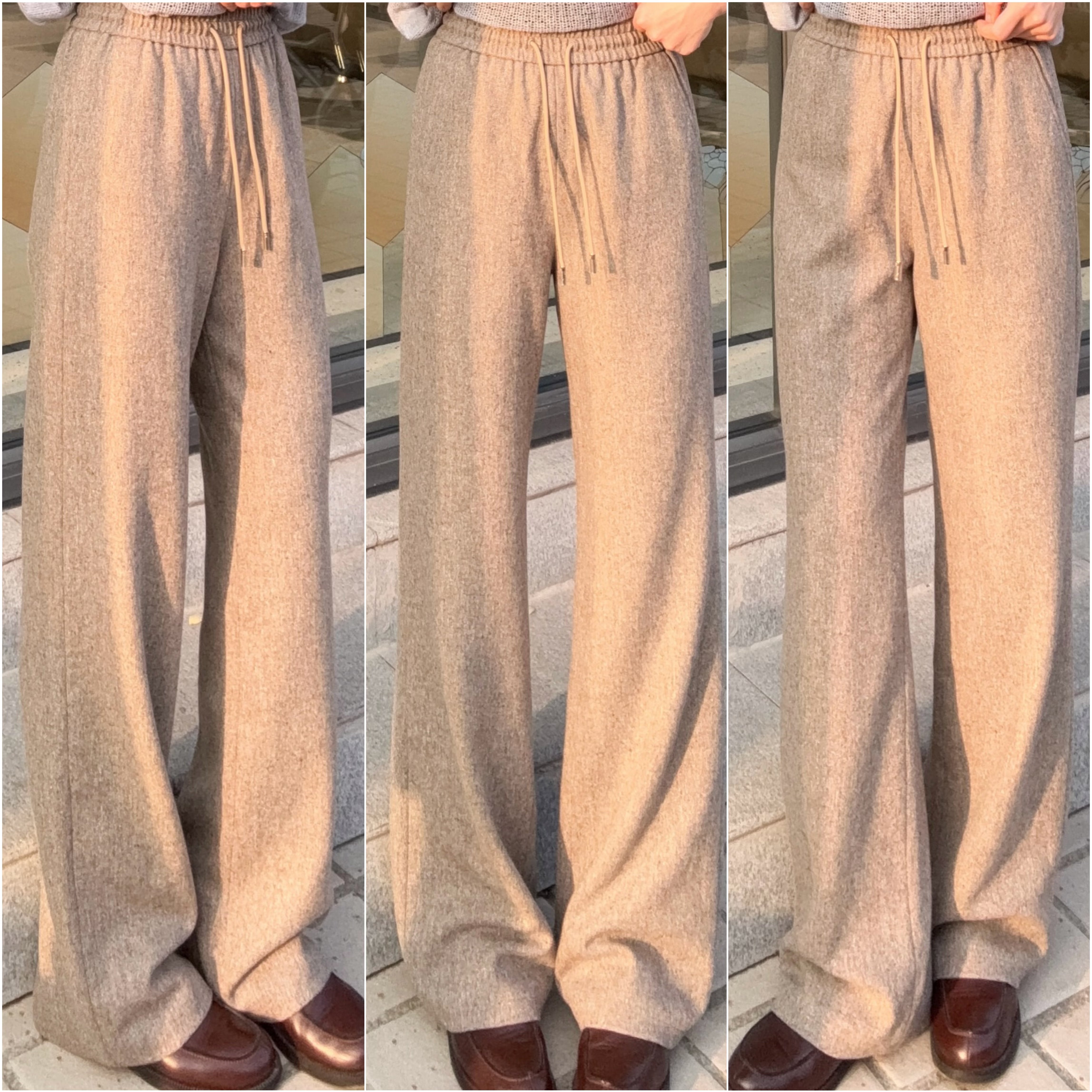 2025新上彩纱抽绳直筒裤