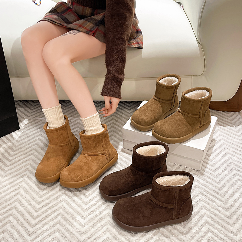 【防水】雪地靴学院风纯色韩版土豆棉鞋女款加绒保暖靴防滑女鞋5092