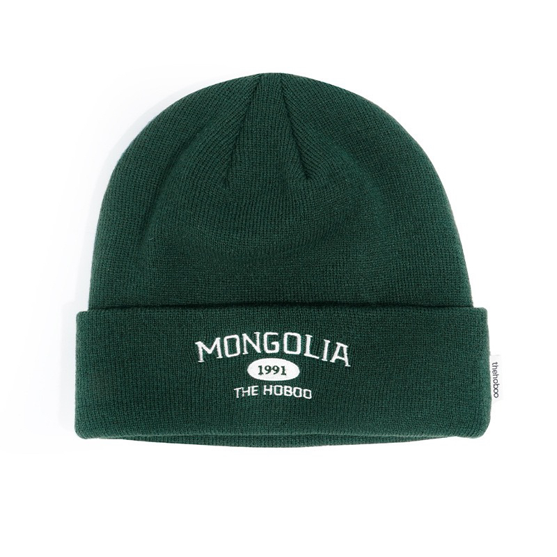 【刺绣Mongolia字母针织帽】秋冬男女同款毛线冷帽情侣百搭保暖复古