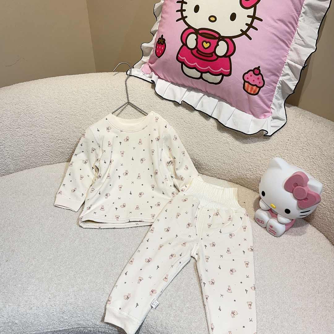 布婴谷-【小兔1970高腰款】双层蚕丝无骨肚围肩扣家居服套装