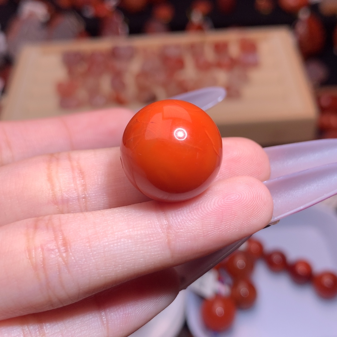 橙***加南红玛瑙未镶嵌珠宝半成品单珠3
