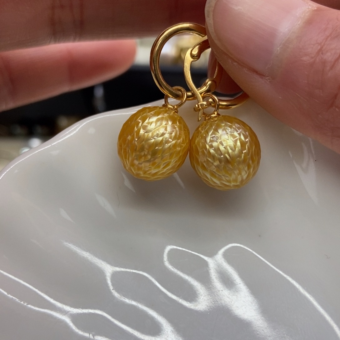 海水珍珠耳饰银S925镶嵌